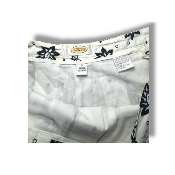 Talbots Black White Floral A-Line Midi Skirt Size 10 Classic Chic - Picture 6 of 8